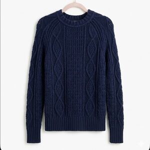 J. Crew | Navy Blue Chunky Cable Knit Cotton Sweater Crewneck Pullover | Small
